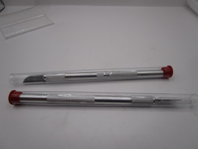 2 Excel HOBBY Knives Aluminum Crafting Sharp Curved Edge BLADE MADE IN USA