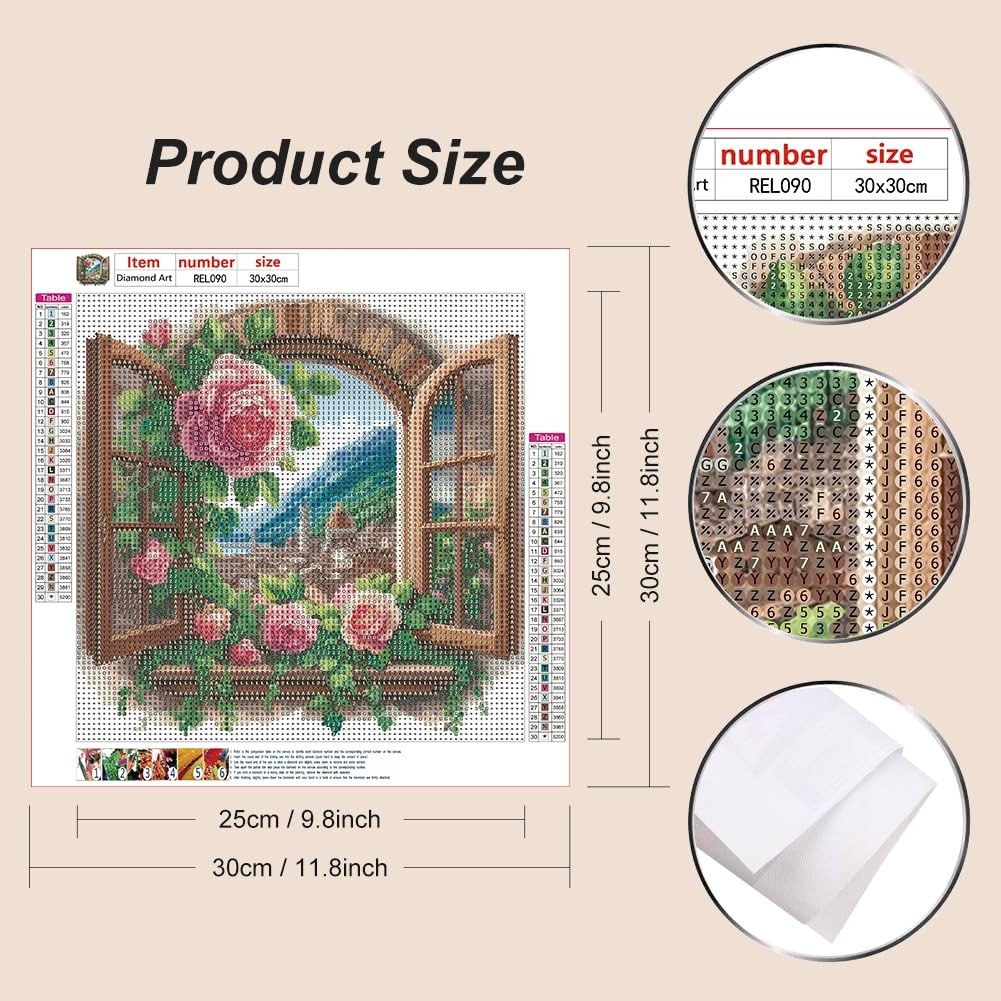 Diamond Painting Kits for Adults Flower Windows, 5D DIY Full Drill Diamond Art j