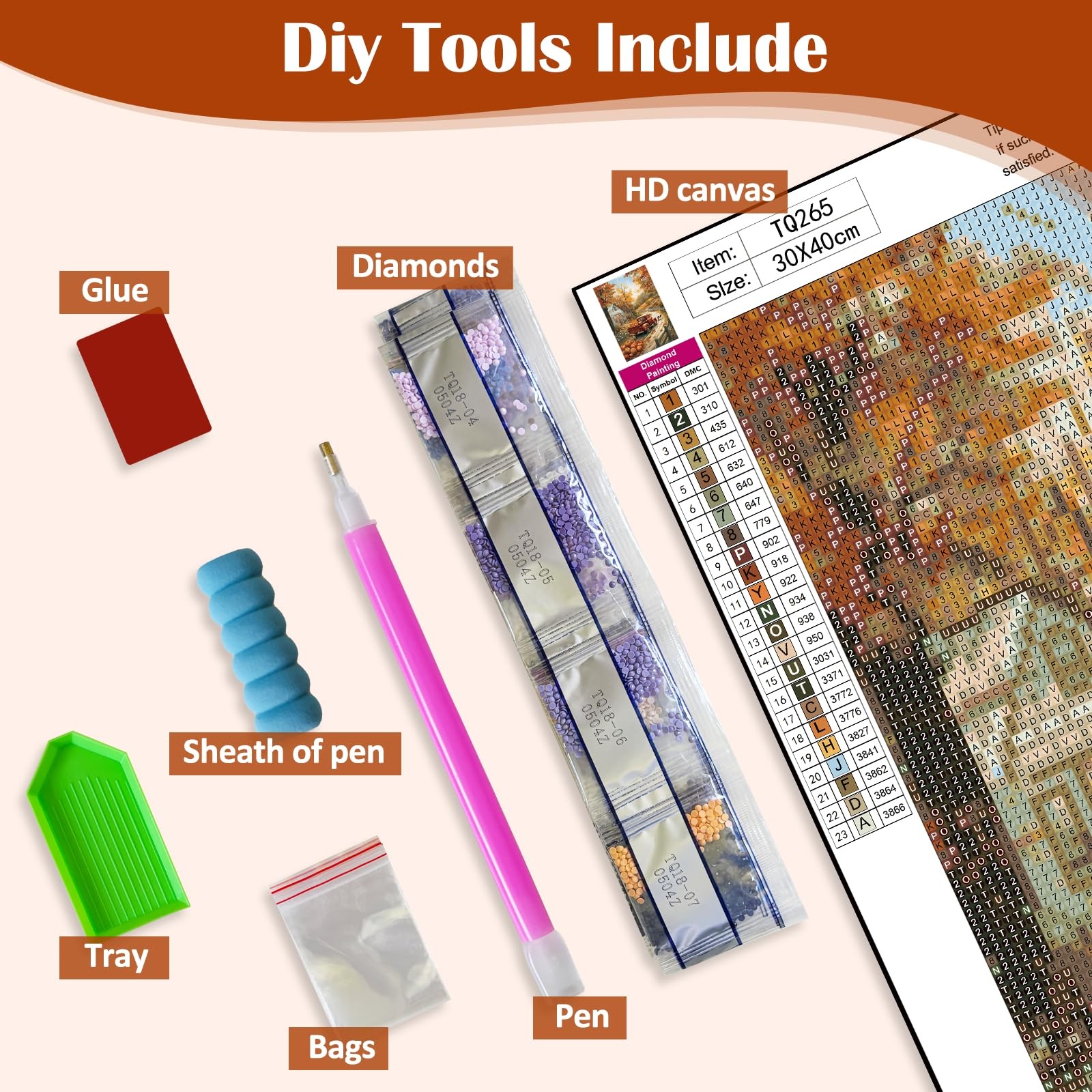Fall Truck Pumpkin House Diamond Art Painting Kit 12 x 16 Inch