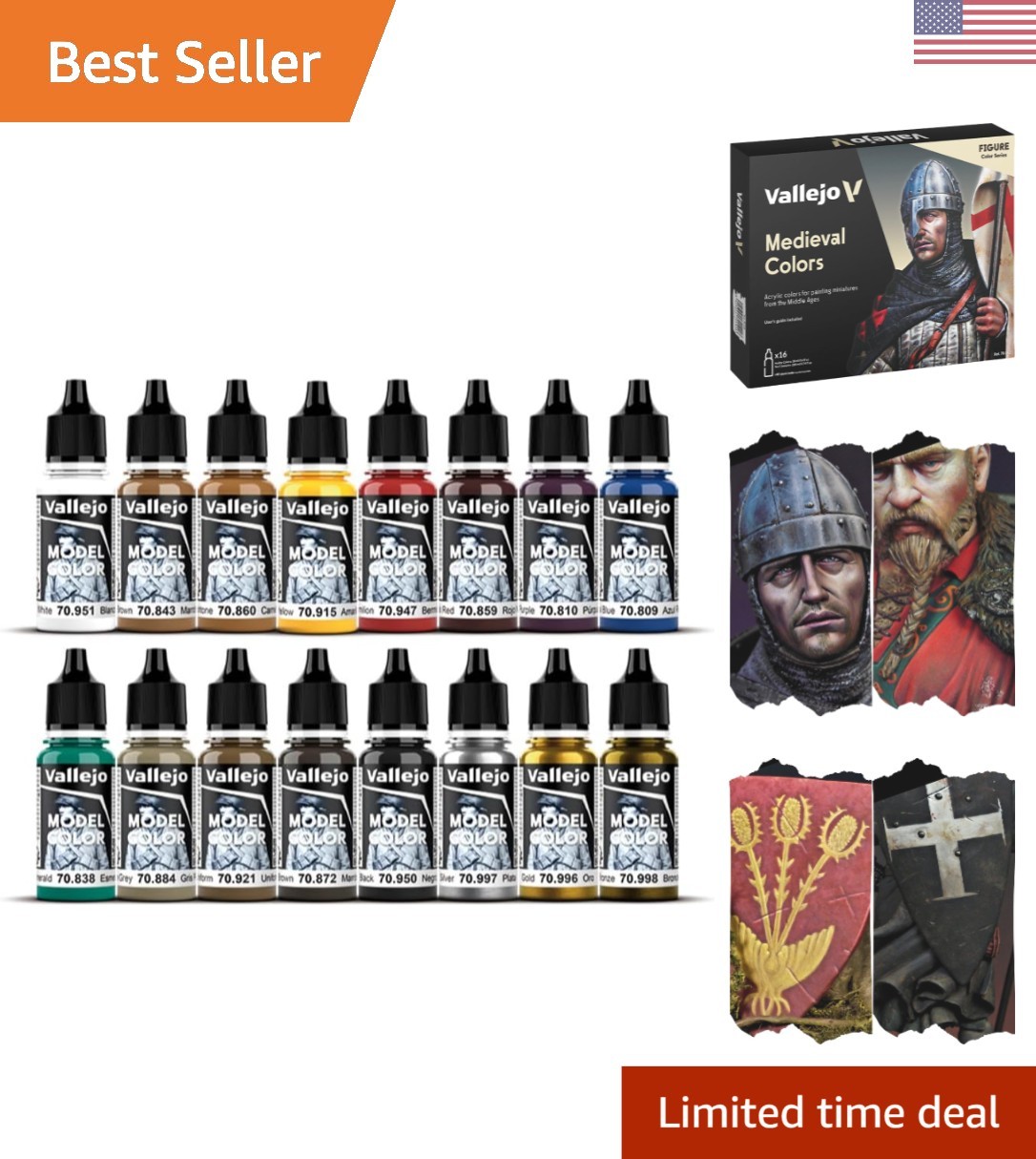 Medieval Colors Acrylic Paint Set – 16 x 18ml Non-Toxic Bottles for Artistry
