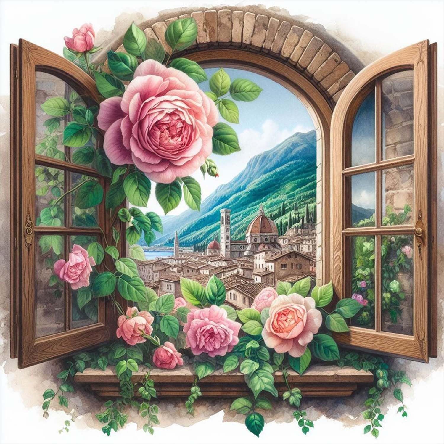 Diamond Painting Kits for Adults Flower Windows, 5D DIY Full Drill Diamond Art j