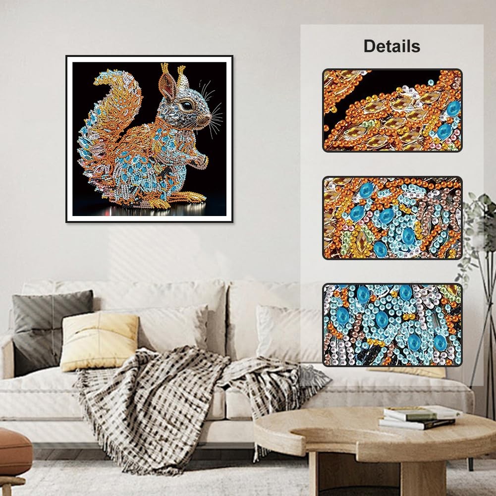 Squirrel Diamond Painting Kit for Adults 12 x 12 Inch 5D DIY
