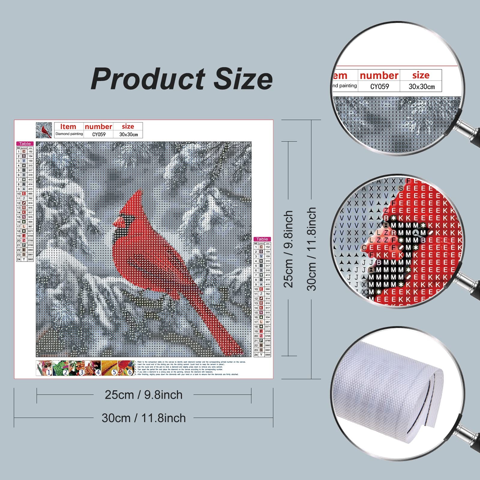 Stalente Diamond Painting Kits for Adults, Cardinal 30cm x 30cm, White, Red