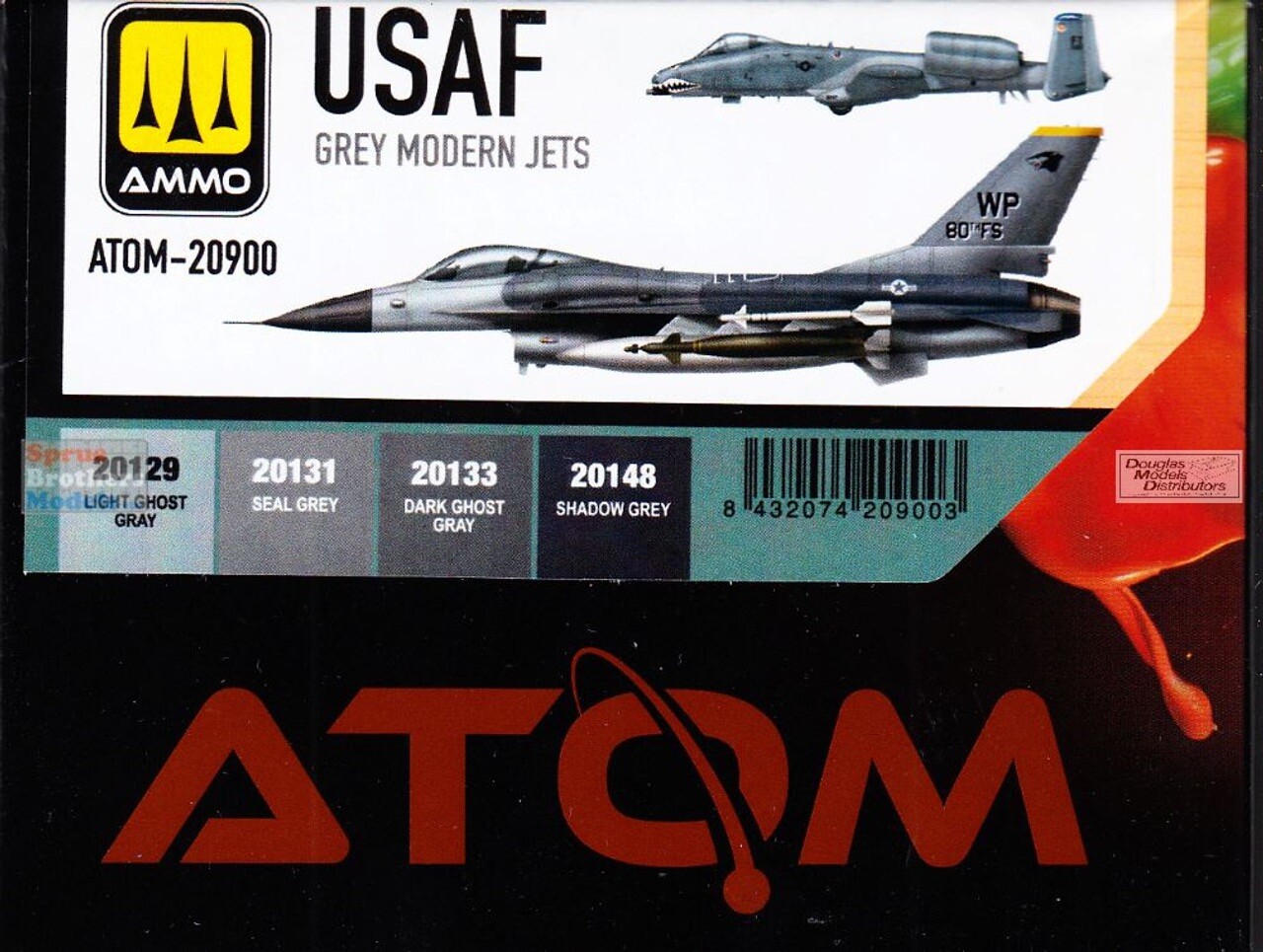 Mig Ammo #20900 ATOM Paint Set – USAF Modern Jets (4)
