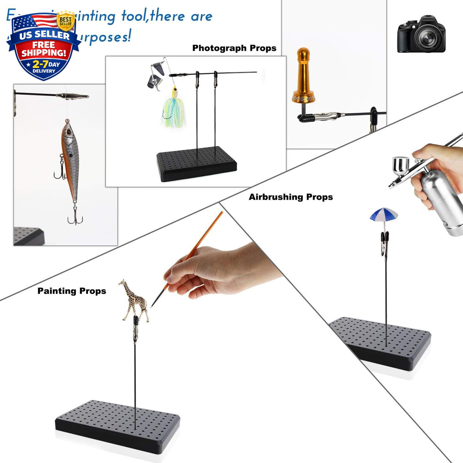 1PC Painting Stand Base and 20PCS Alligator Clip Stick Set Modeling Tools for Ai