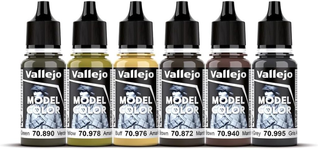 Professional WWII German Armor Acrylic Paint Set | 6 Bottles – 18ml Each