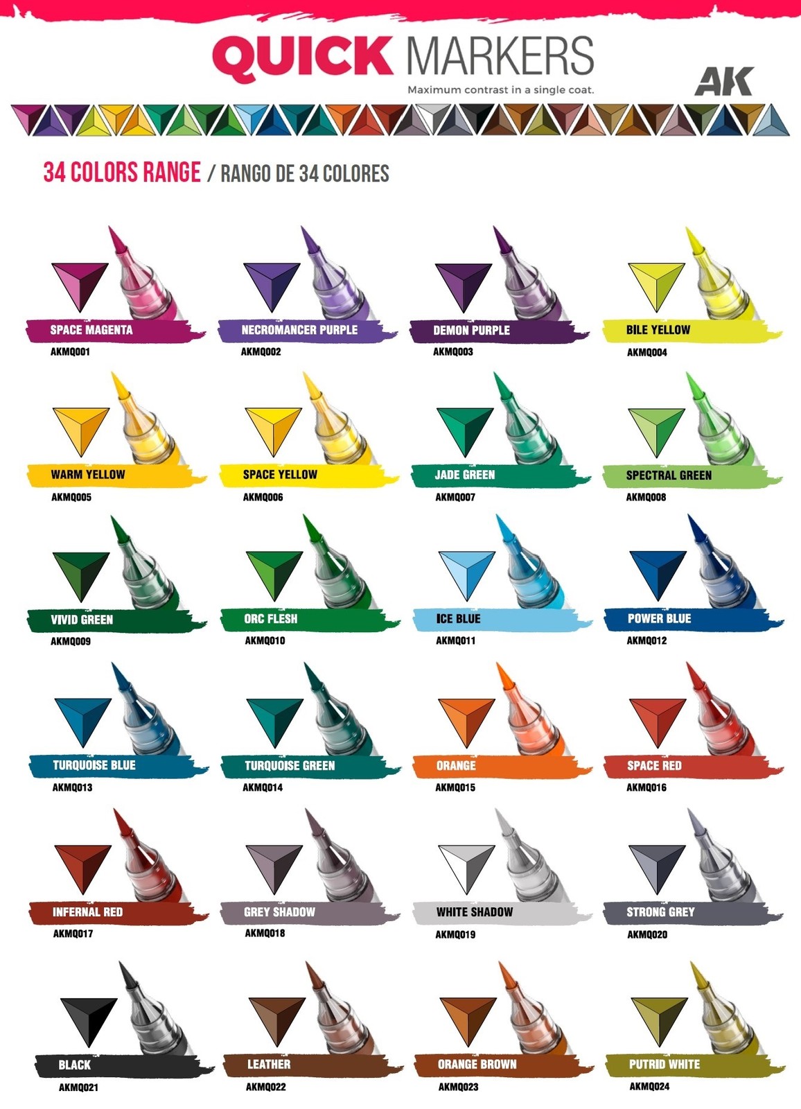 AK INTERACTIVE AKMQ150 QUICK MARKERS: SPECIAL BOX FULL RANGE 34 COLORS