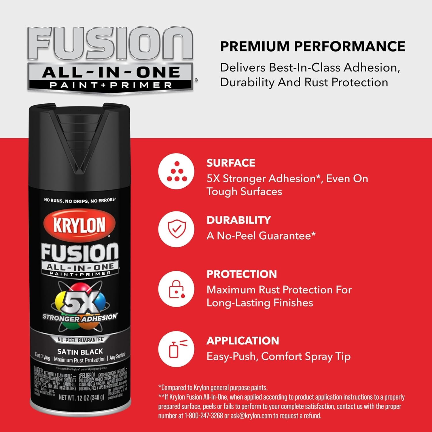Krylon Fusion All-In-One Adhesive Spray Paint 12 Ounce (Pack of 1), Aluminum