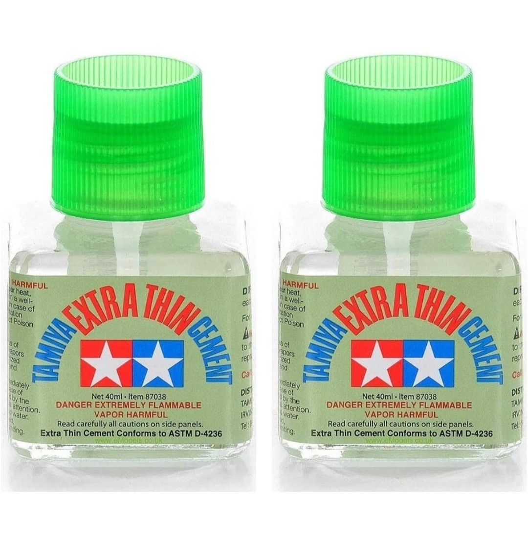 2 PACK TAMIYA 87038 EXTRA THIN CEMENT PLASTIC MODEL GLUE 40 ml