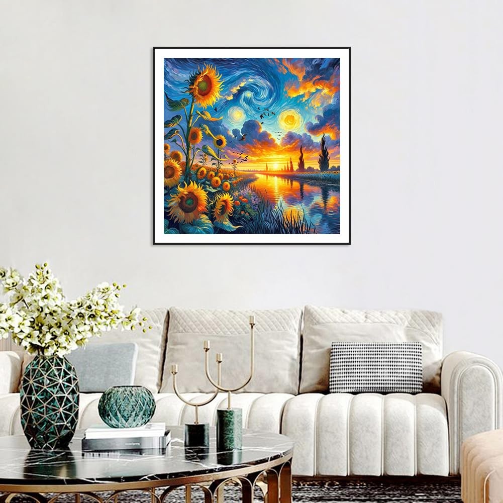 Sunflower Diamond Painting Kits for Adults, Landscape 5D Full Drill Diamond Art,