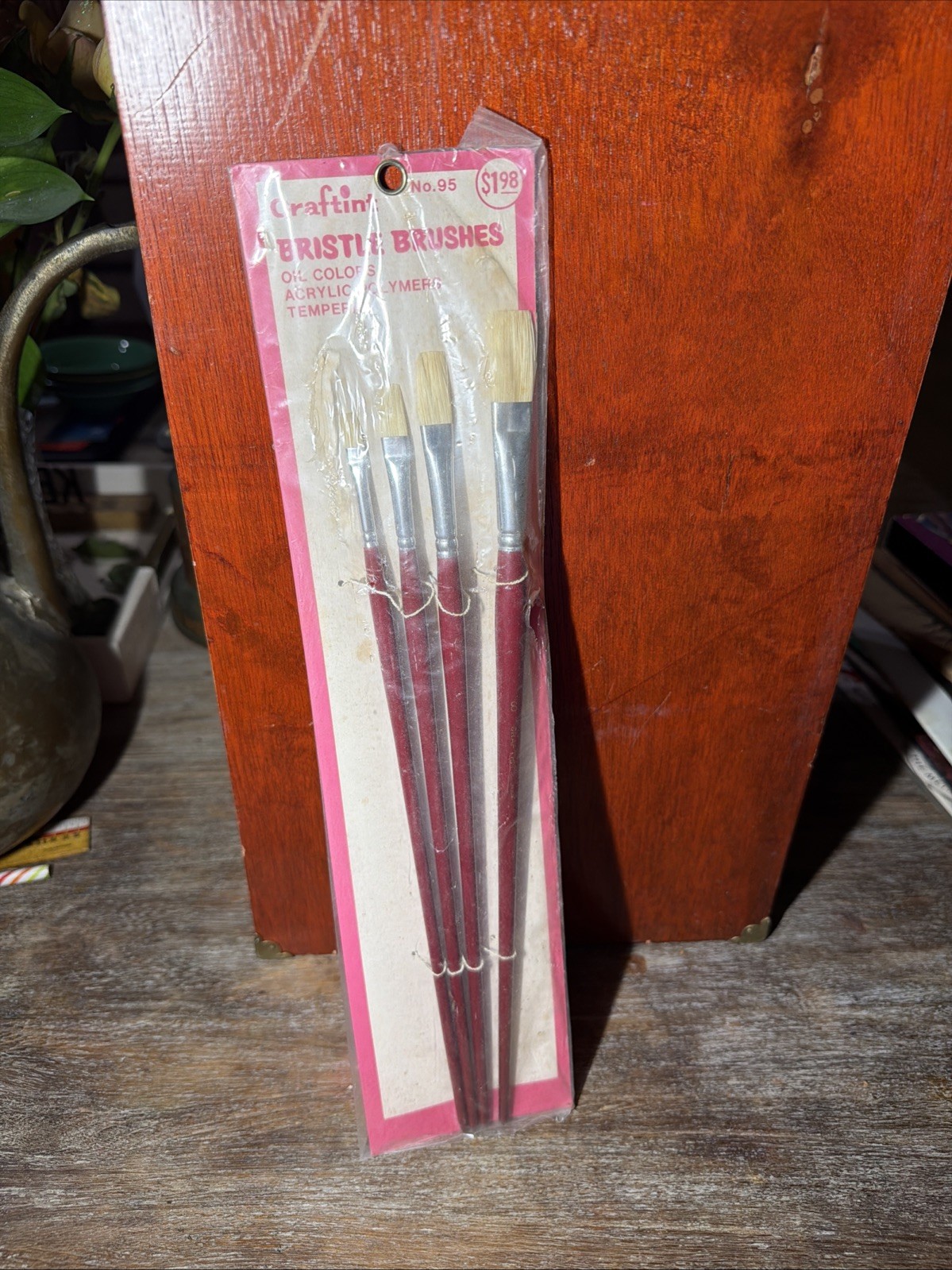 Atlas Brush #100 Red Craftint Bristle Flat Brush Set 10/0, 0, 2, 1/4″