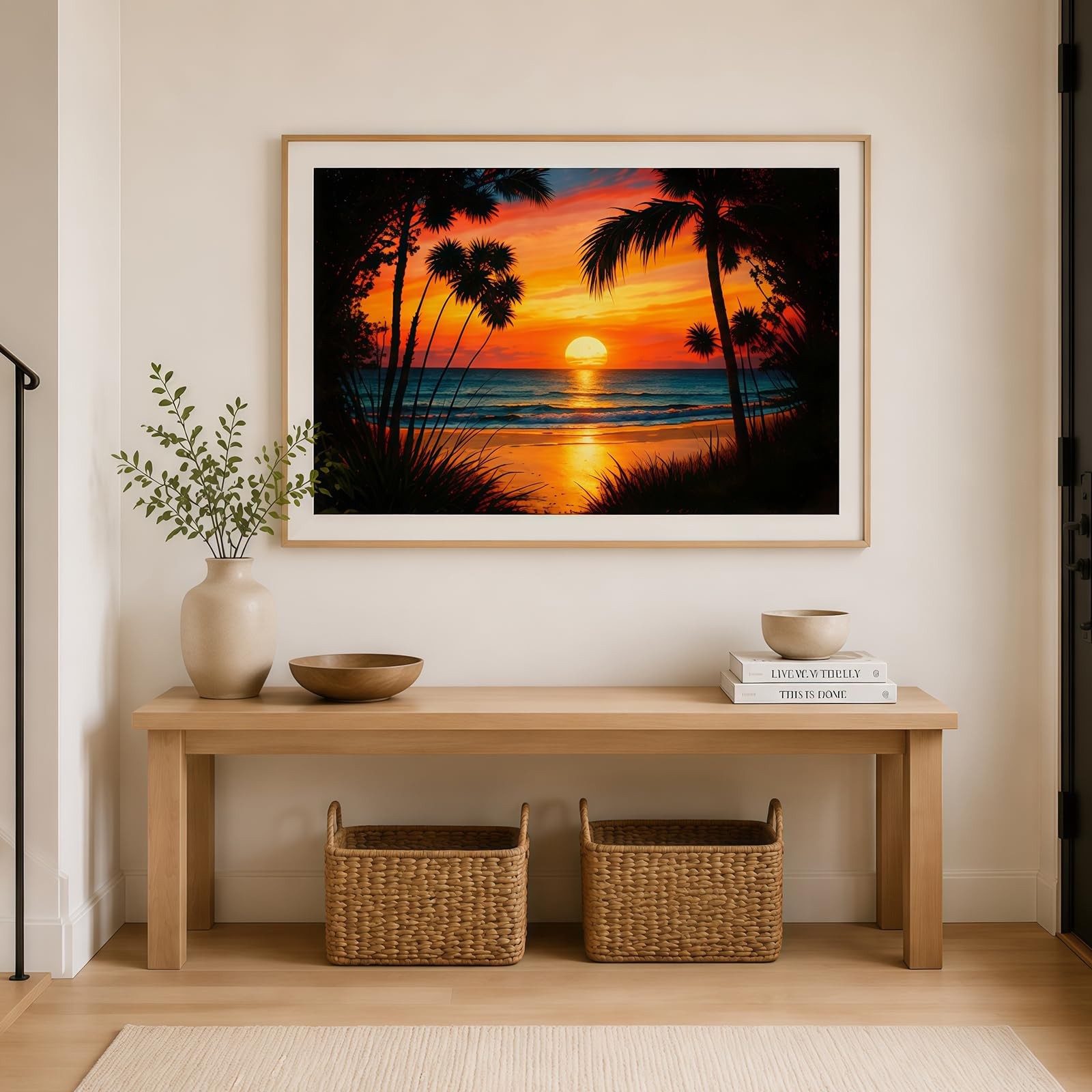 Beach Diamond Art Kits for Adults, 5D Full Drill Round Diamond Painting for Be,
