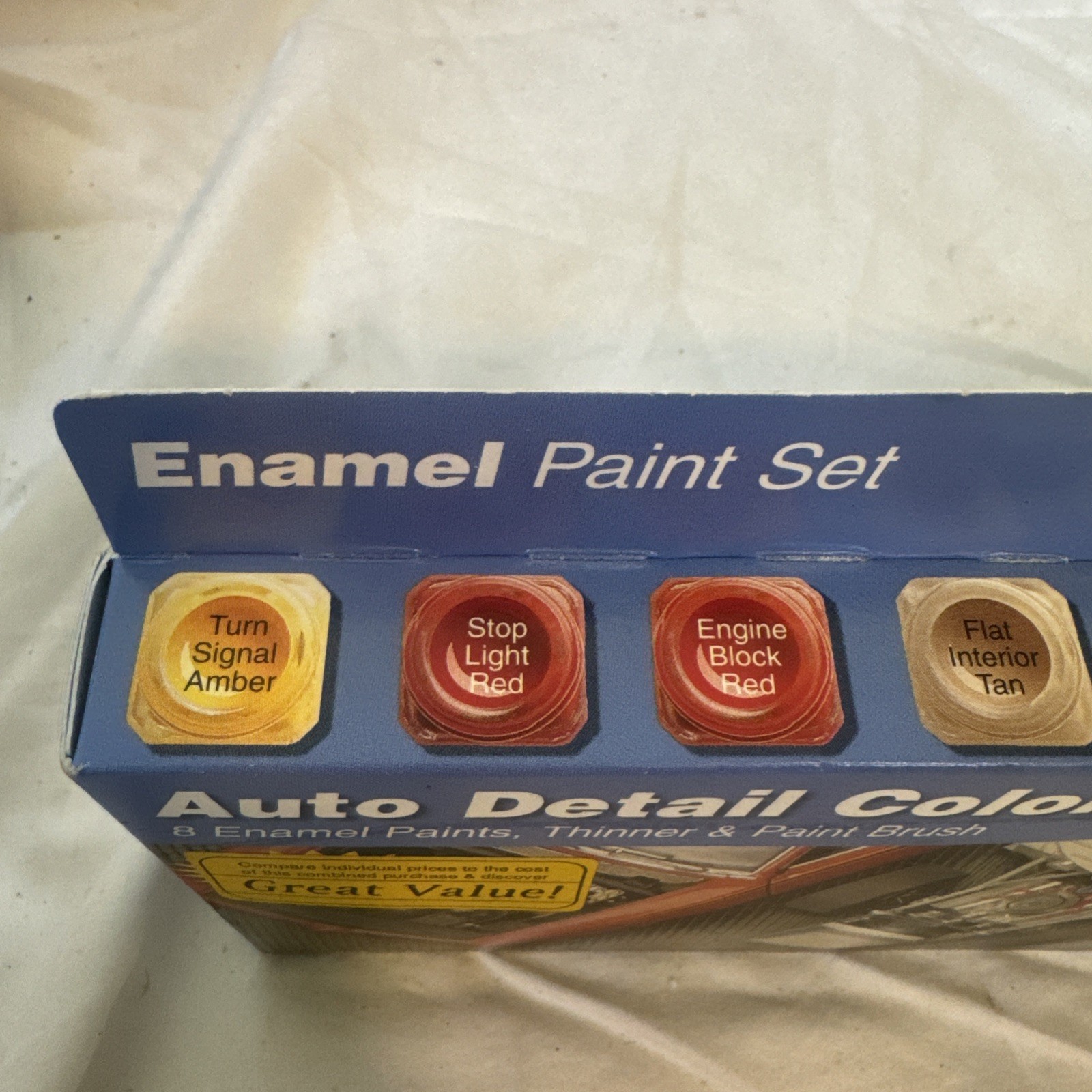TESTORS Enamel Paint Set AUTO DETAIL 8 Colors 9120 MODEL + 25 Used & 7 Brushes