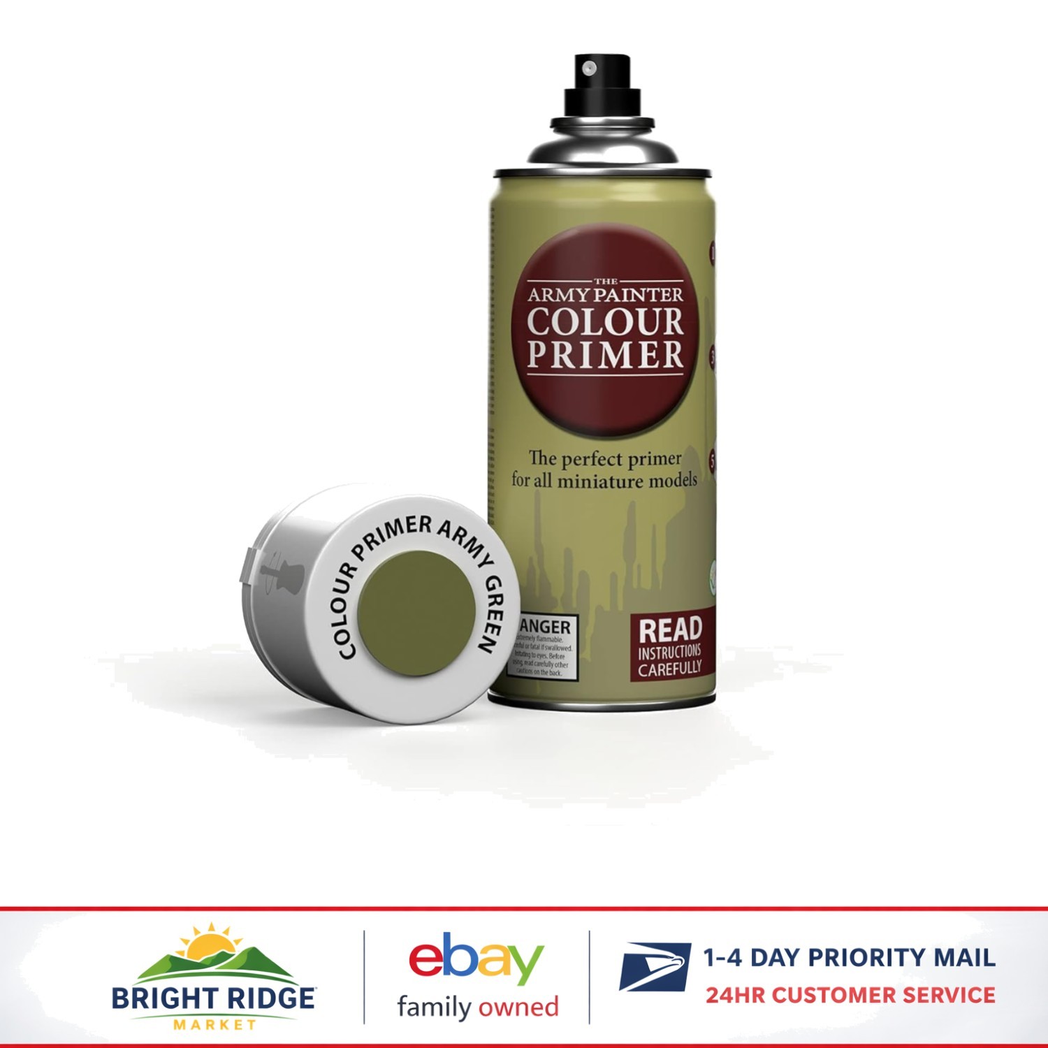 High Coverage Acrylic Primer in Army Green, Ideal for Miniature Model Finishing