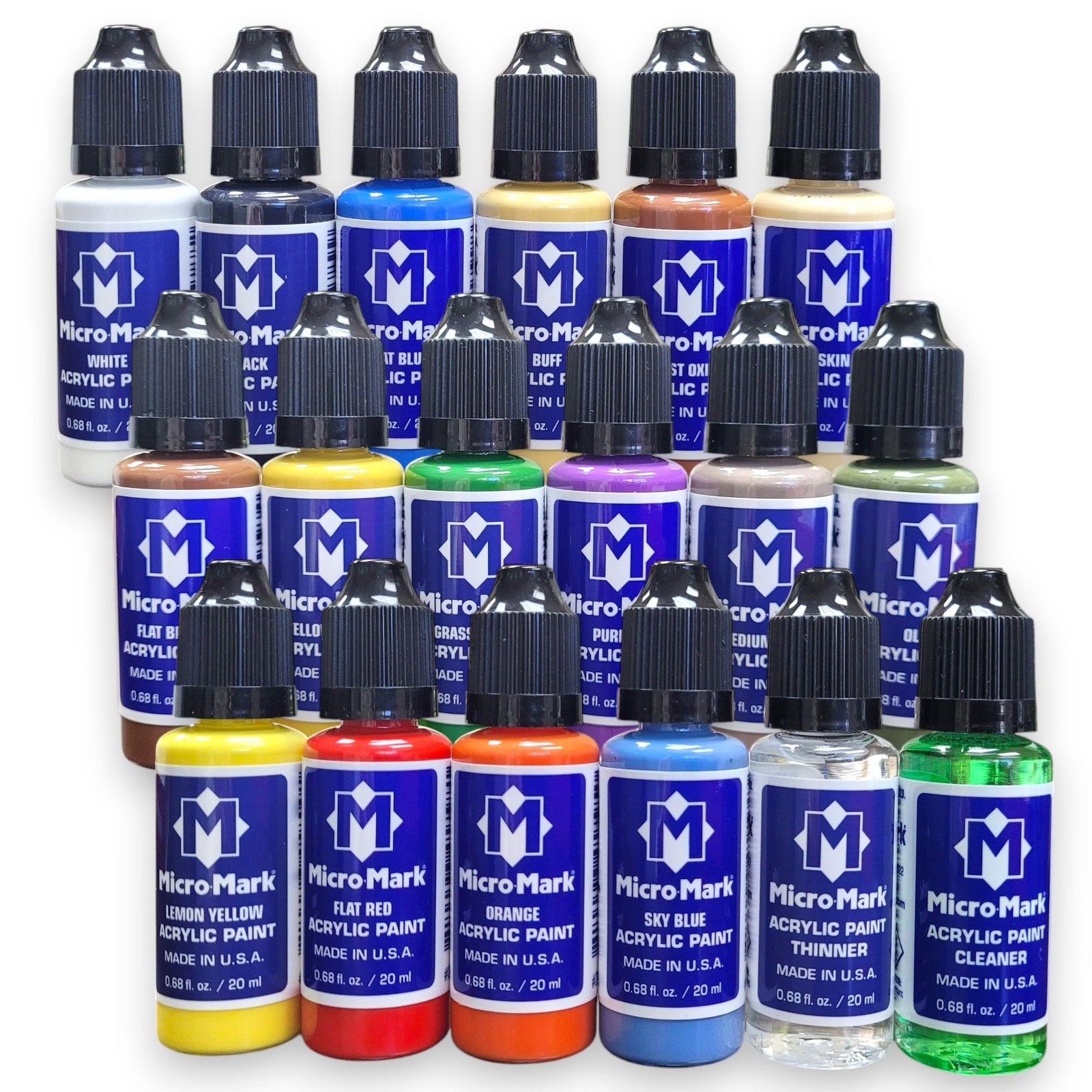 Micro-Mark Basic Color Model Paint Set – 0.68 Fl Oz (Pack of 1), Multicolor