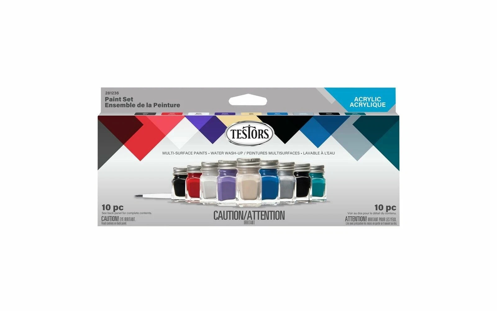 TESTORS Acrylic Paint Set AUTO + TRUCK 9 Colors w/ Brush 281236 MODEL CAR NEW