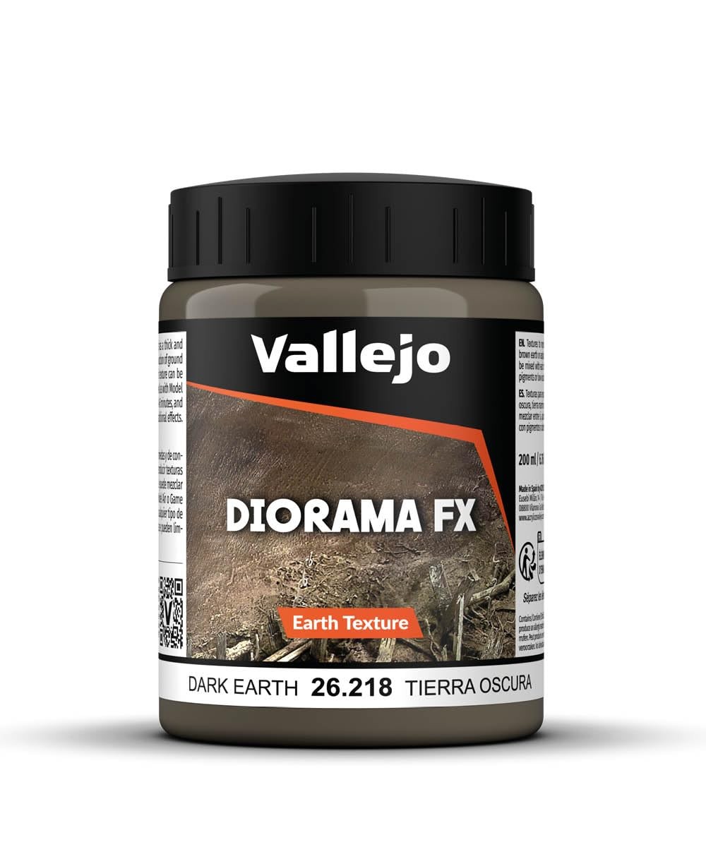 Vallejo – Diorama FX Earth Textures | Dark Earth 200 ml (6.76 fl.oz.) | Premium