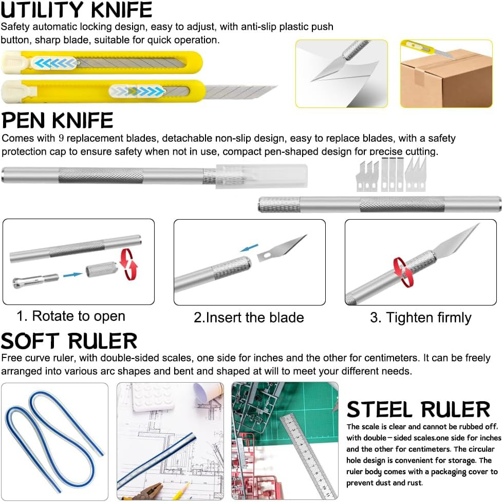 85 PCS Model Tools Kit Hobby Building Tool Craft Set Modeler Basic DIY Tools for