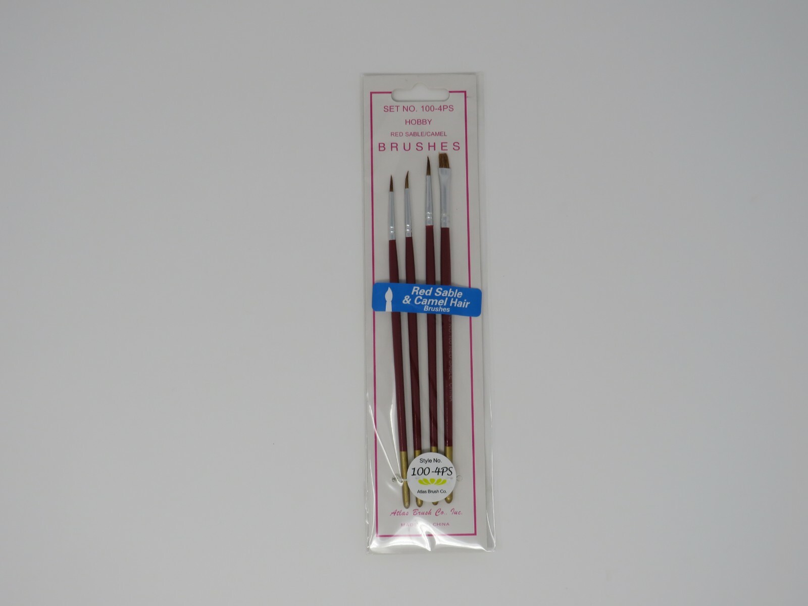 Atlas Brush #100 Red Sable Camel Hair Artists Flat Brush Set 10/0, 0, 2, 1/4″