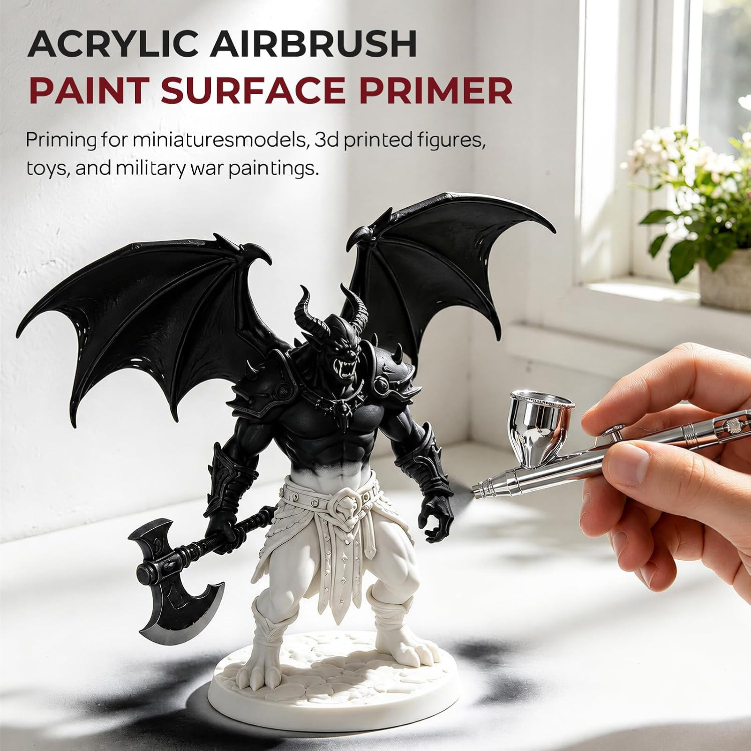 Black, Gray, White Surface Primer Airbrush Paint (2oz, 60 ml), Matte Finish, Rea