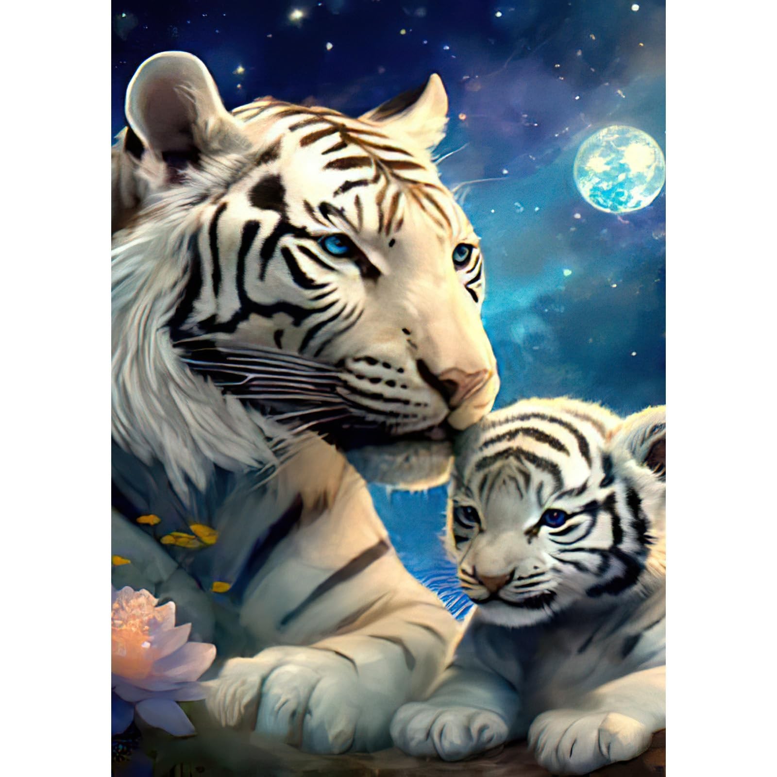 White Tiger Diamond Painting Kits for Adults, Tiger Full Drill Diamond Dots Pain