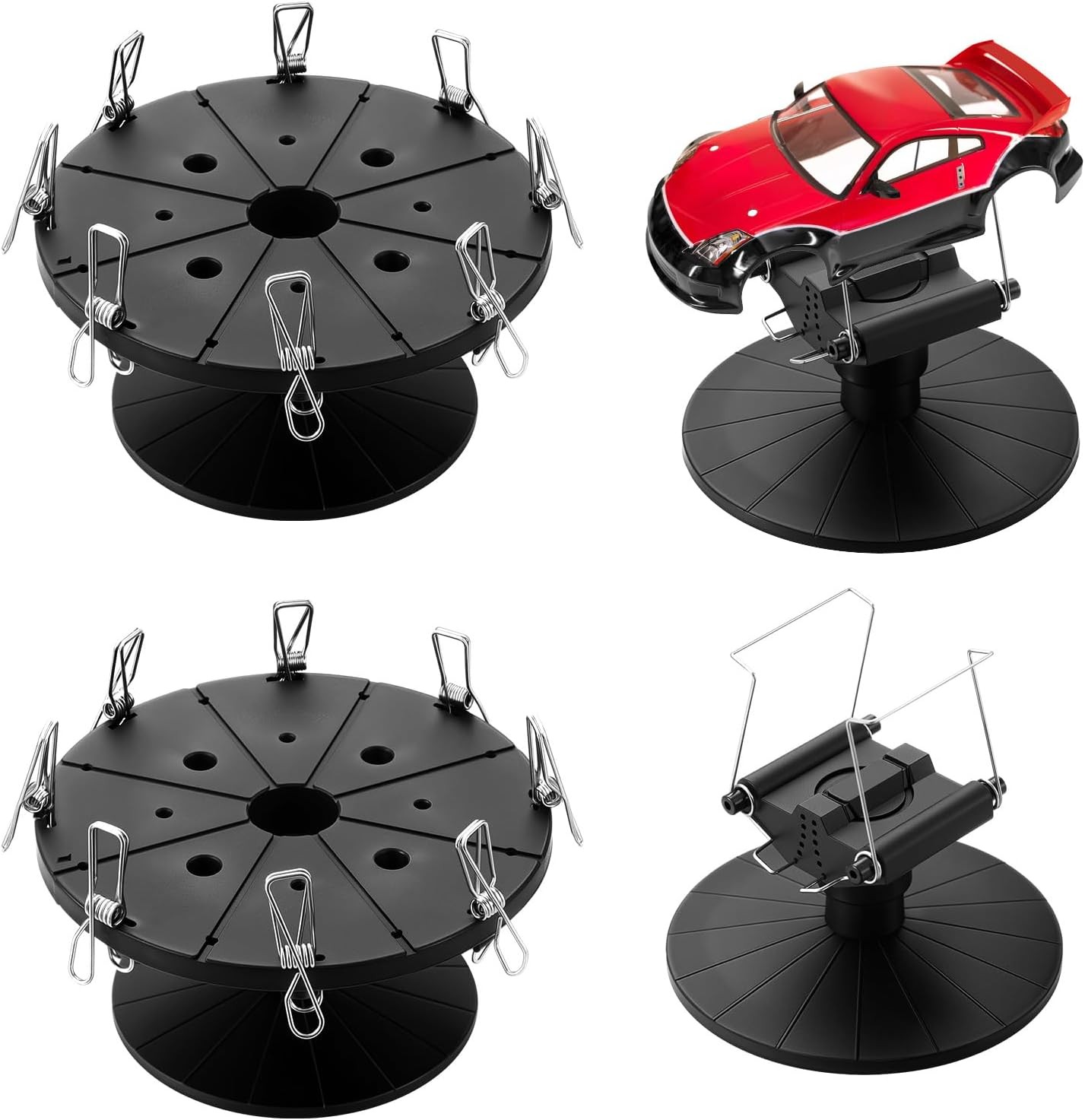 2 Sets Spray Work Painting Stands Rotating Model Painting Stand Holders with 8 P