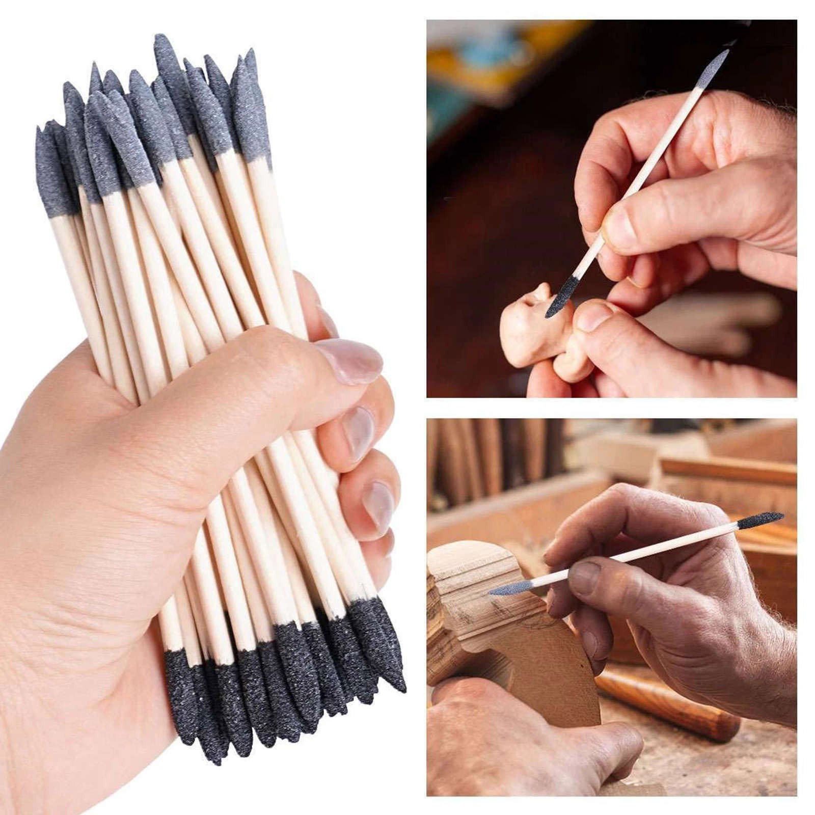 Wooden Hand Sanding Sticks 50 Pack Two Sided 150 280 Grit General Fine Work