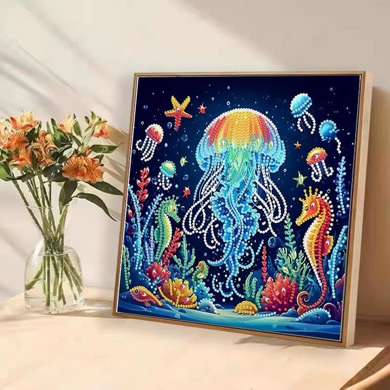 3 Pack Special Shape Diamond Art Kits for Adults, Marine Animal 5D Diamond Paint
