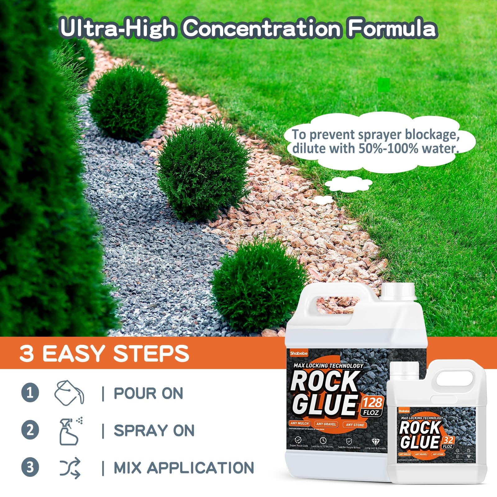 Rock Glue,32OZ 99% Stronger Bond Gravel Binder for Pea Gravel, Pebble&StoneSt…