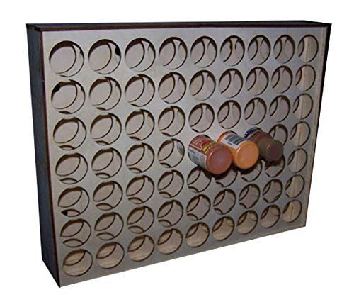 Wood Paint Bottle Rack Organizer for 2oz Craft Paints Wall Mountable – 63 Bottle