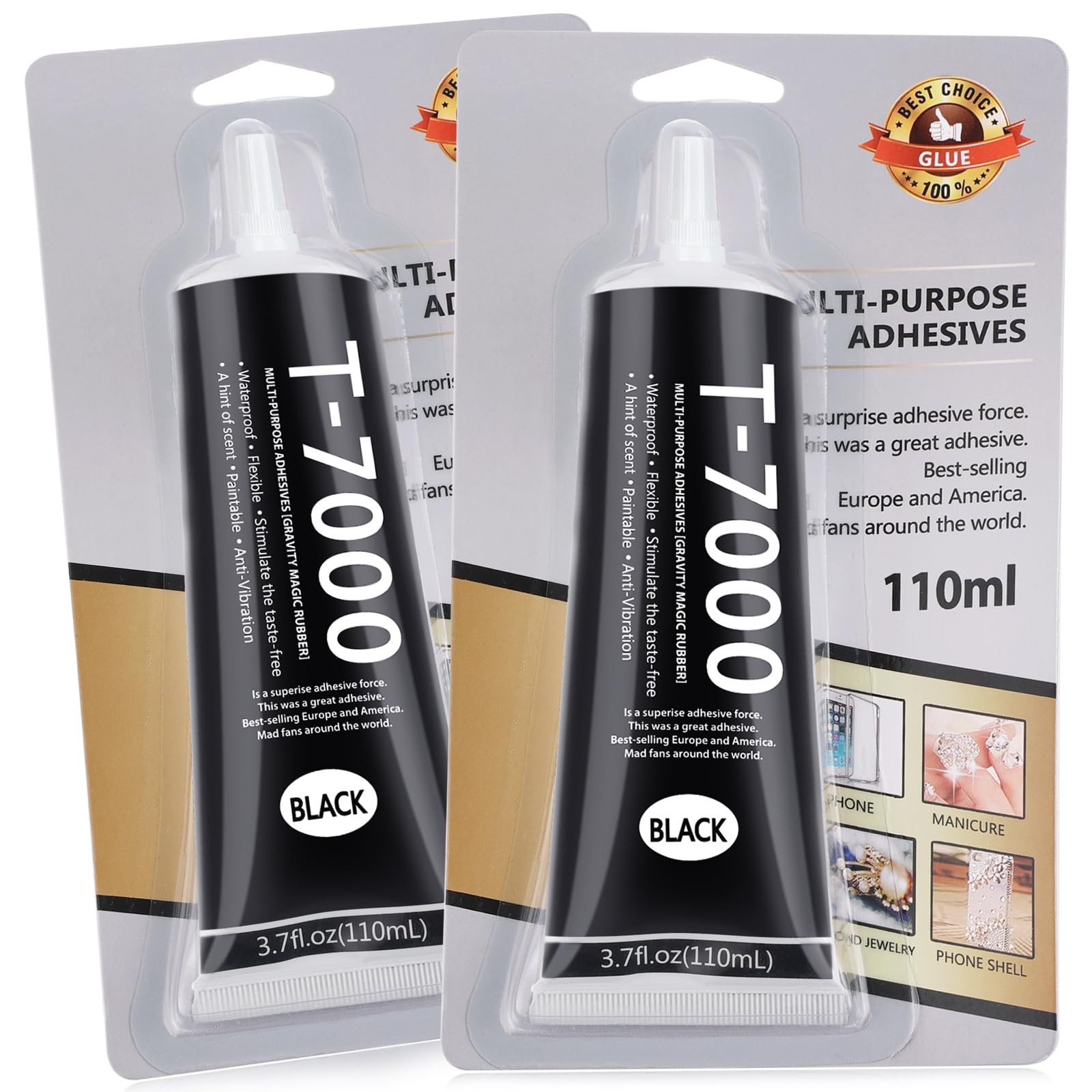 2 x 110ML Black Adhesive Glue for Phone Screen Repair Craft Wood Leather Shoes J