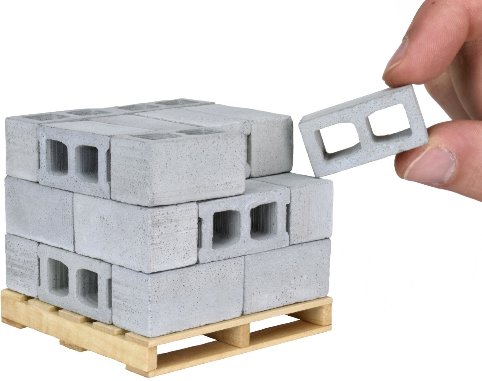 Mini Cinder Blocks Made of Cement with Pallet – Premium Quality – 1/12 Scale