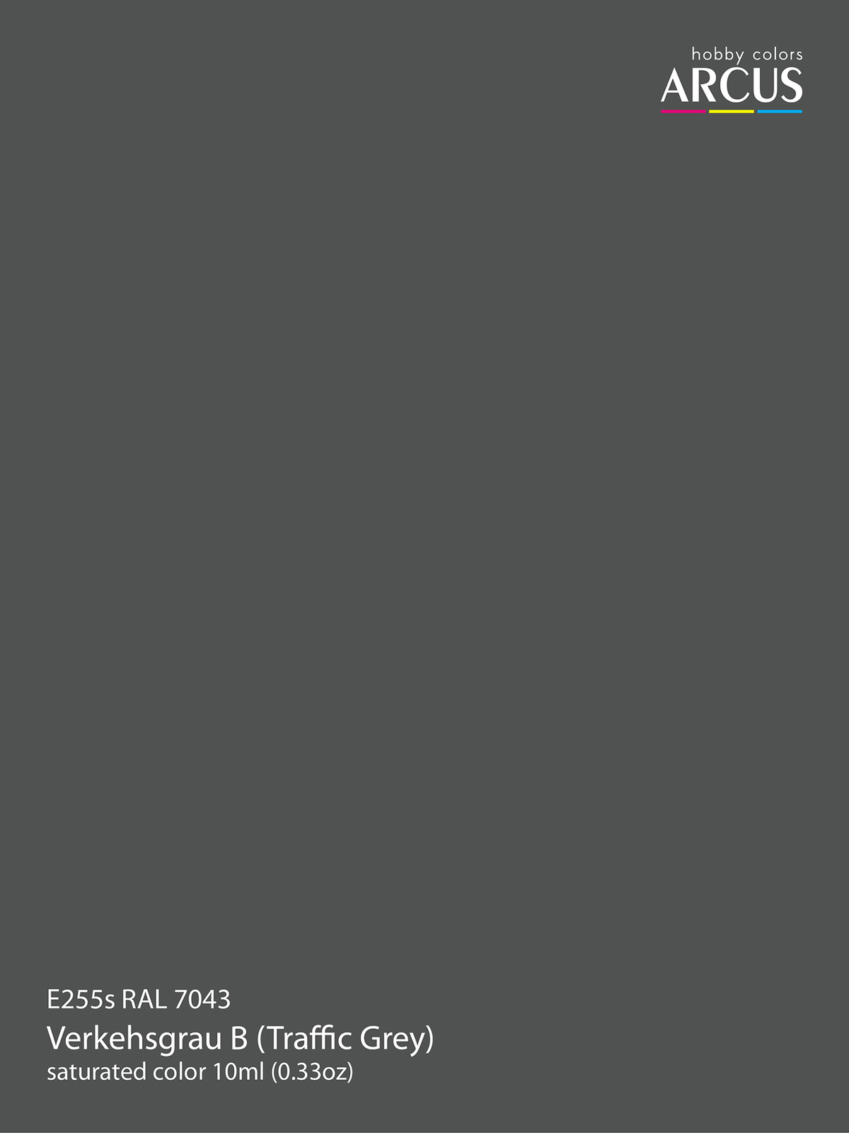Arcus 255 Enamel paint PSU Ukraine RAL 7043 (Traffic Grey) Saturated color 10ml