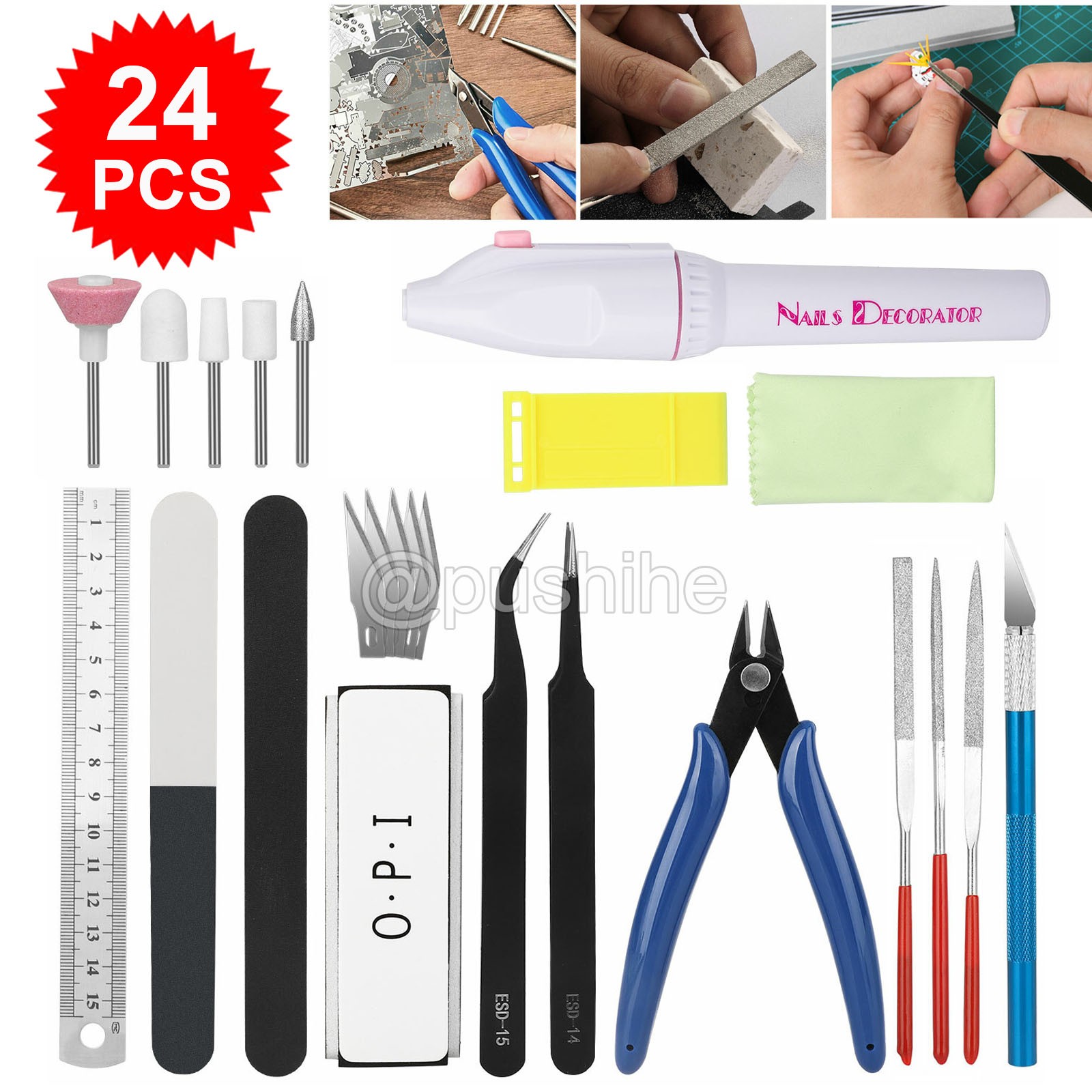 24pcs Basic Modeler Tool Set for Gundam, Craft Car Model Assembling Building Kit