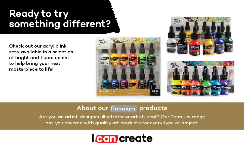 Acrylic Ink Premium 6pc x 20ml (0.7 US fl.oz), Acrylic Inks for Artists, Fluoro