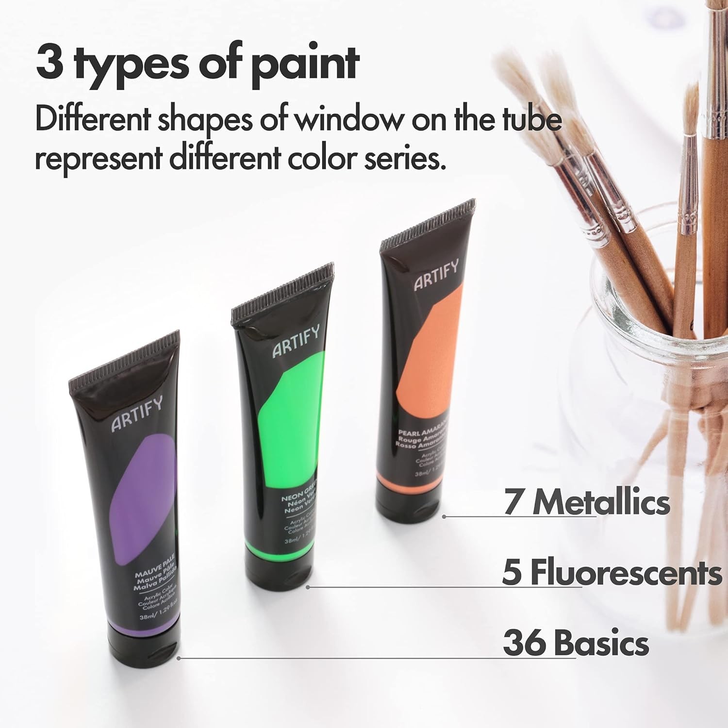 ARTIFY Acrylic Paint, Set Of 48 Color (1.29 oz, 38ml) with a storage box, Rich