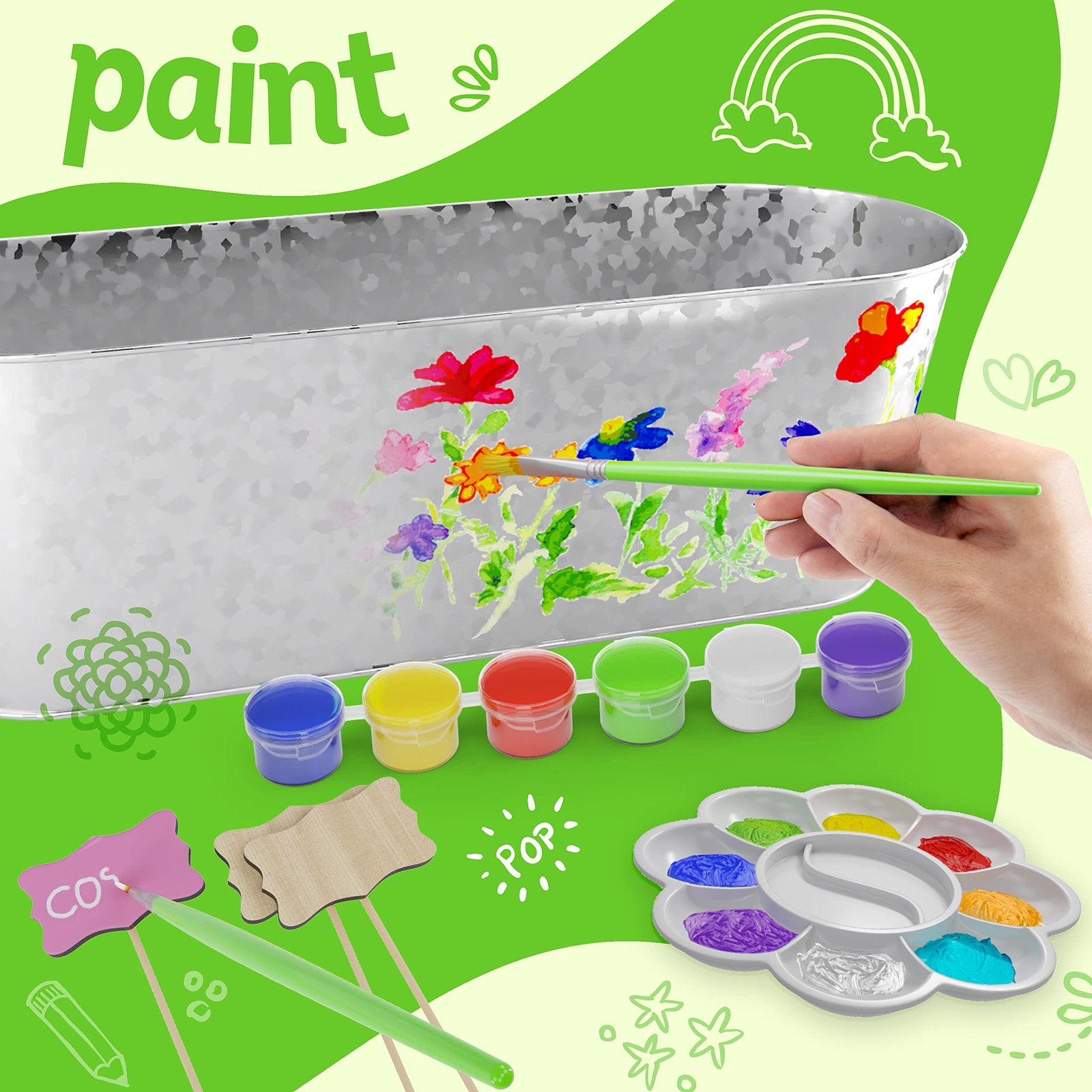 Paint & Plant Flower Growing Kit for Kids – 12 x 4.5 x 4 inches, Multi-color