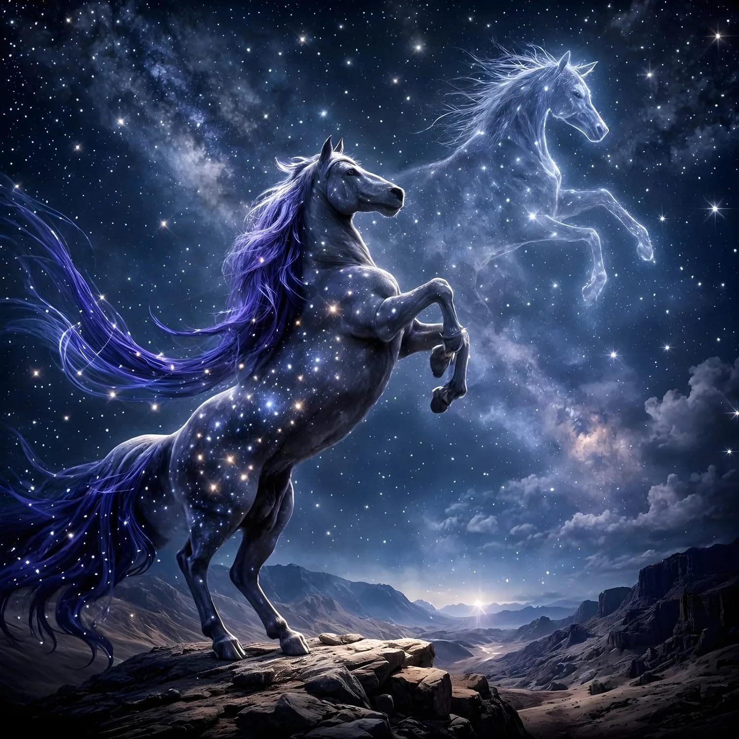 Horse Diamond Painting Kits for Adults, 5D Full Drill Round Diamond Art Kits,
