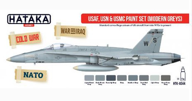 Hataka AS44 USAF, USN&USMC pain set (modern greys)