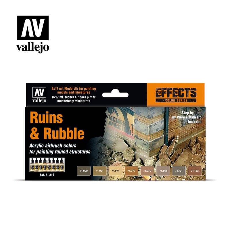 Vallejo 17ml Bottle Ruins and Rubble Effects Model Air Paint Set 71.214