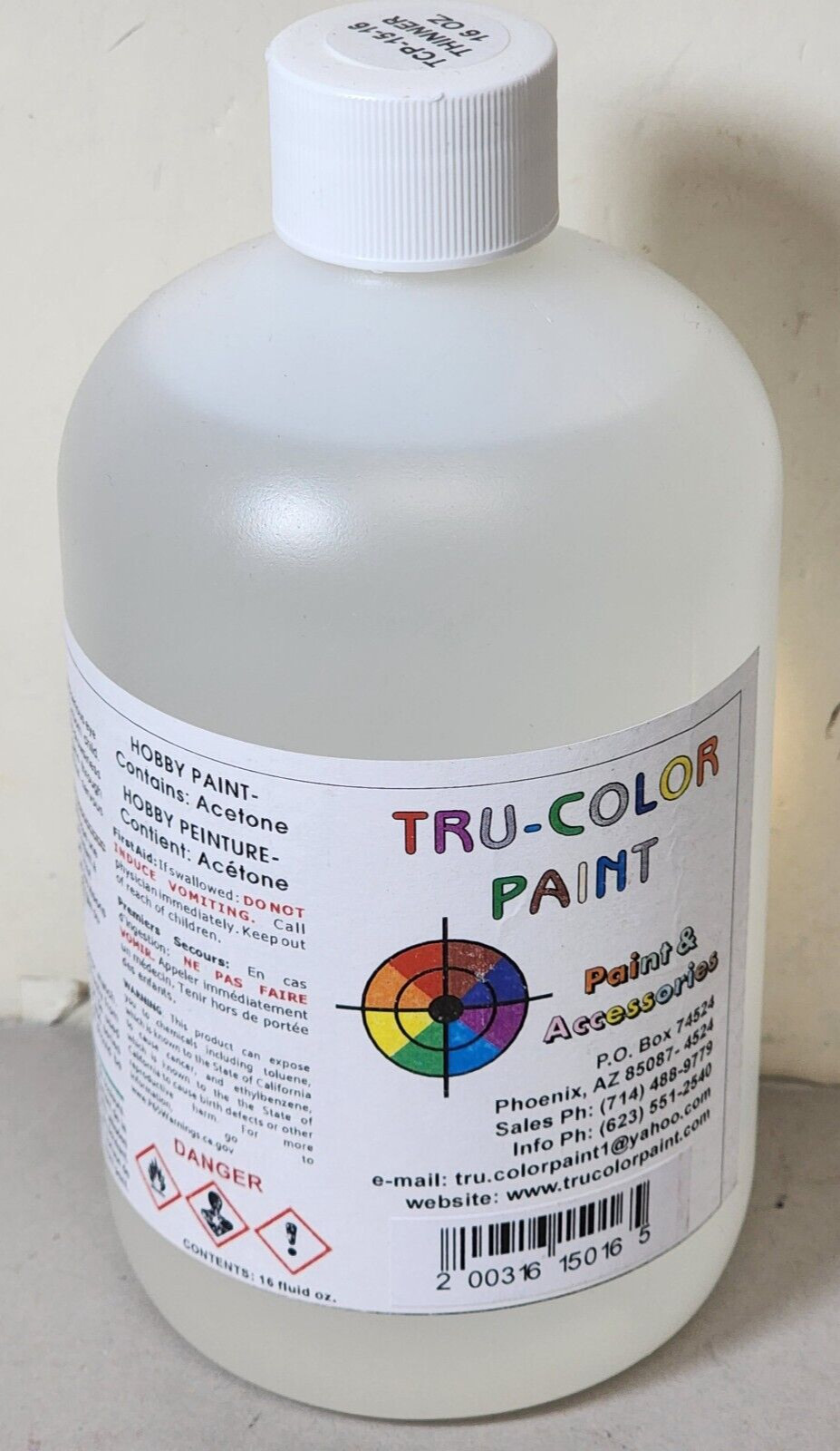 Thinner for Tru-Color Model Color Acrylic Paints — 16oz