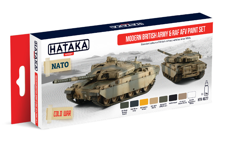 HATAKA AS77 Modern British Army & RAF AFV Paint Set 8 x 17ml Bottles POD Postage
