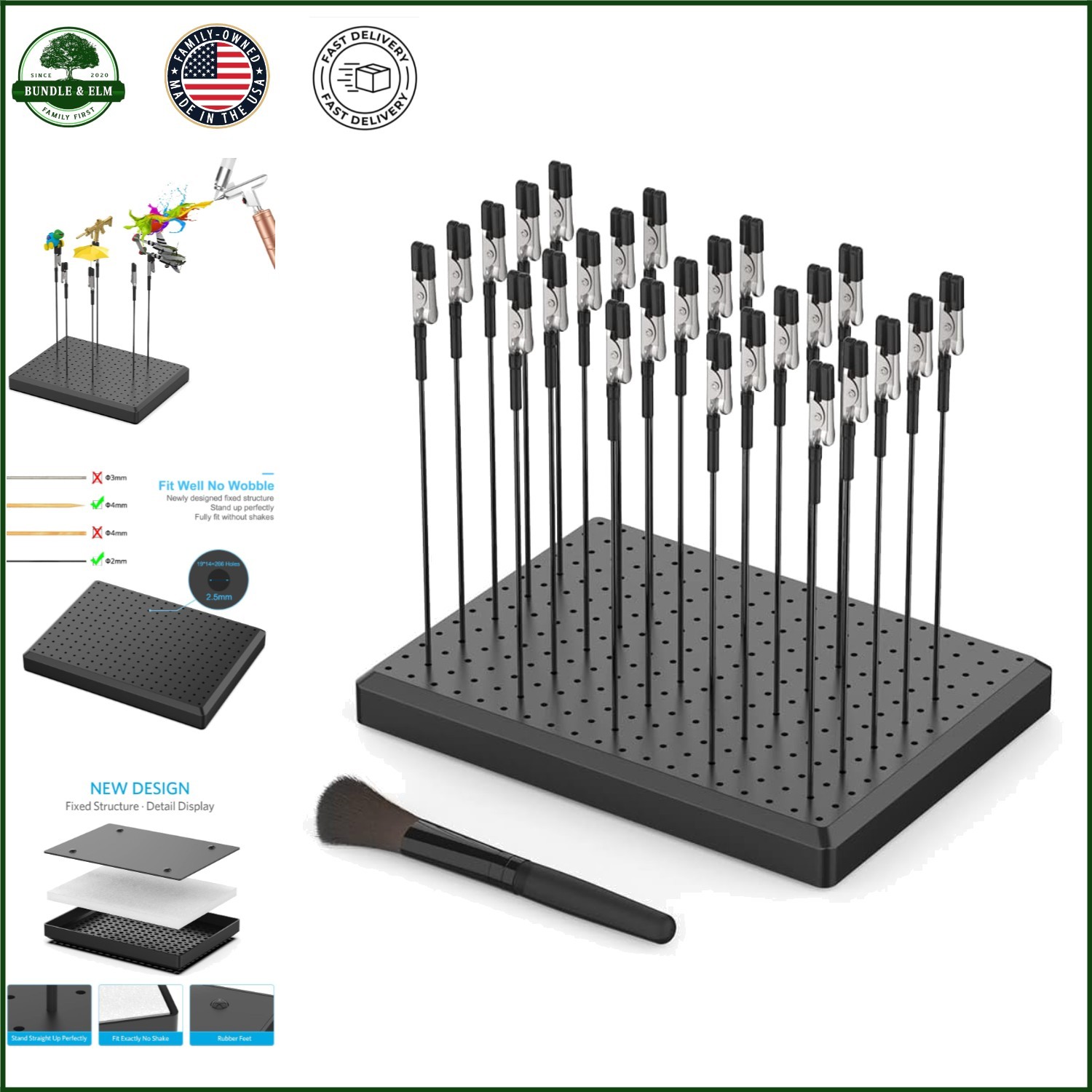 Model Painting Clip Kit with Stable Base and Rubber Feet for Airbrush Use