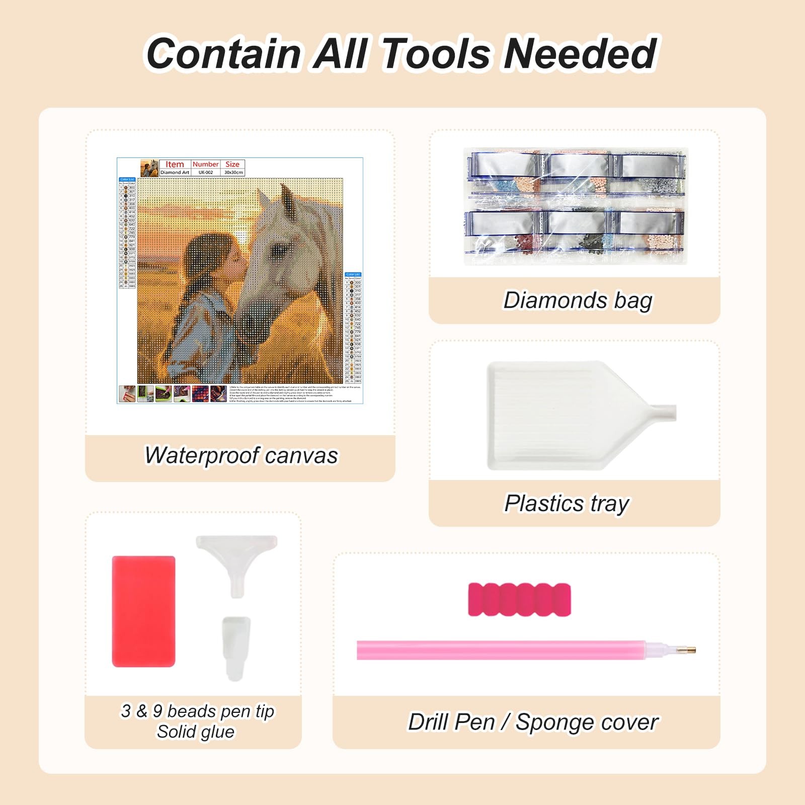 Horse 5D Diamond Painting Kits for Adults – Full Round Drill DIY Diamond Art for