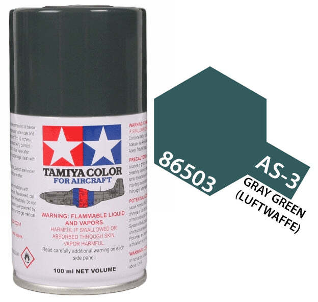 Tamiya 86503 AS-3 Gray Green (Luftwaffe) Aircraft Lacquer Spray Paint 100ml – US