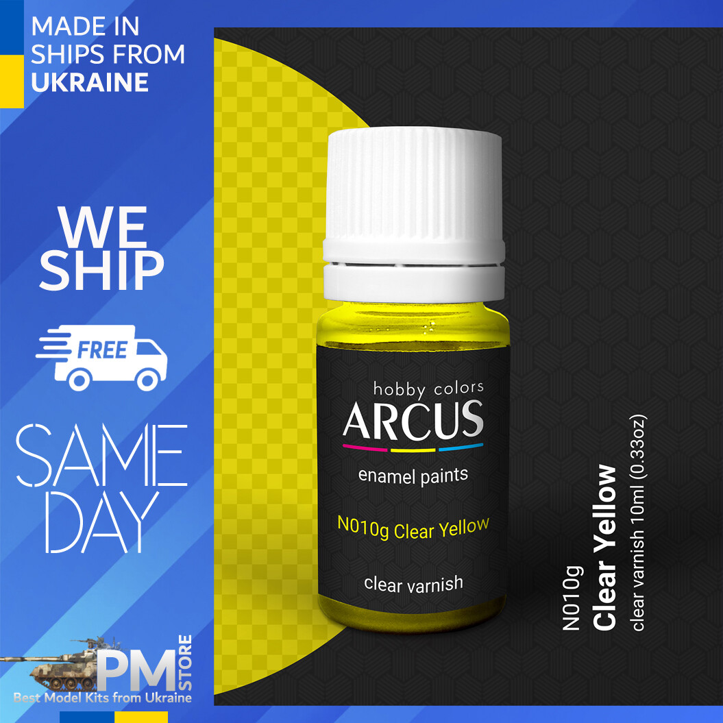 Arcus 010 Enamel paint Transparent gloss varnish. Clear Yellow 10ml
