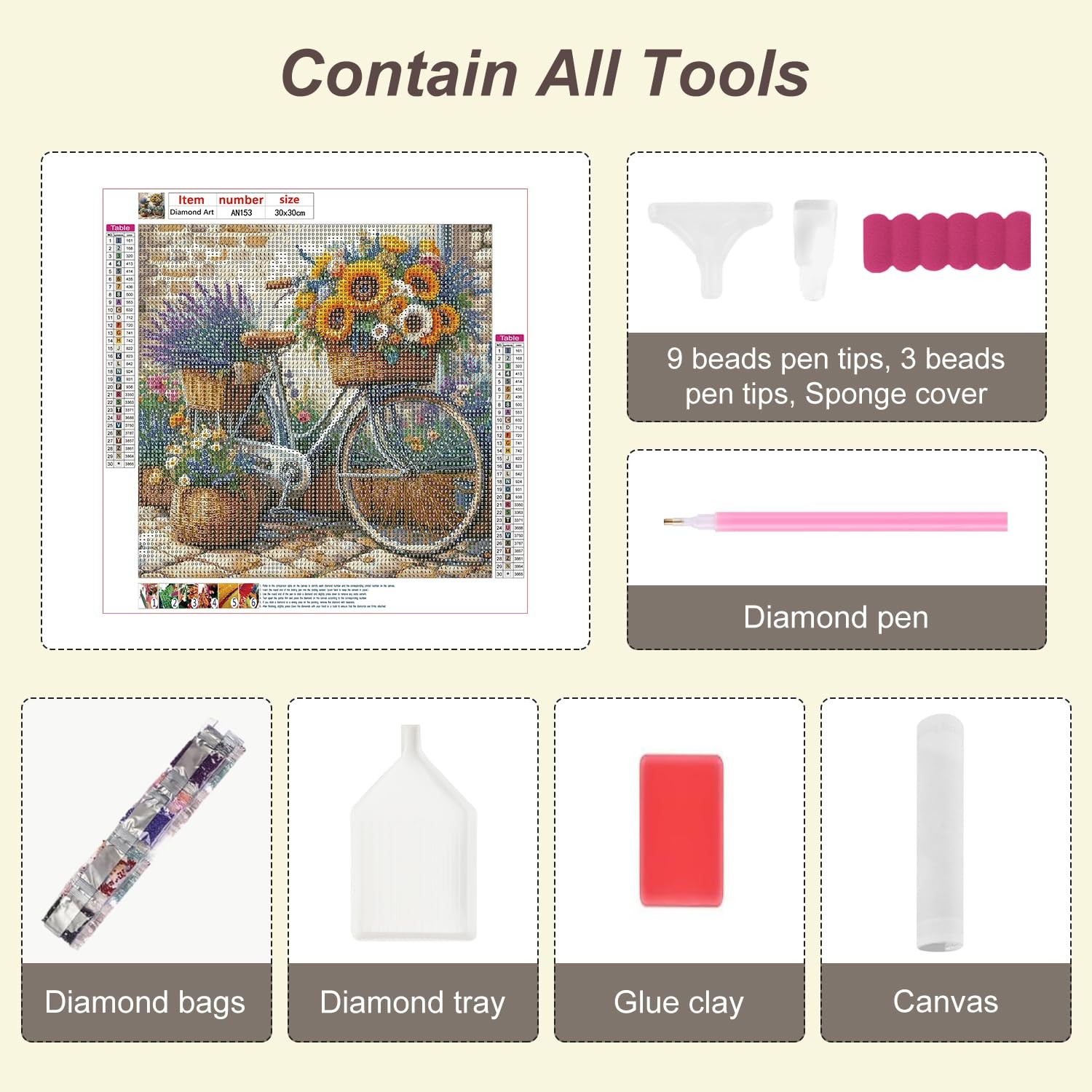 Anuver Diamond Painting Kits for Adults, Flower Bicycles Full Multicolor