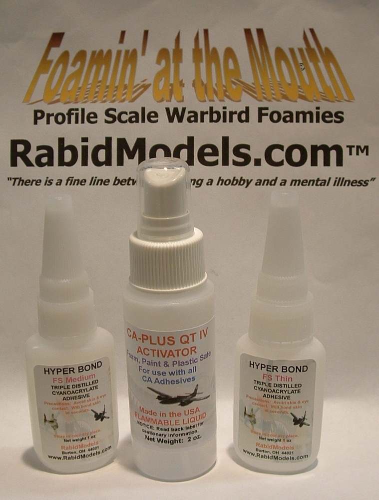TWO 1 oz FOAM-SAFE Odorless HYPERBOND CA Glue & ONE 2 oz FS Accelerator/Kicker