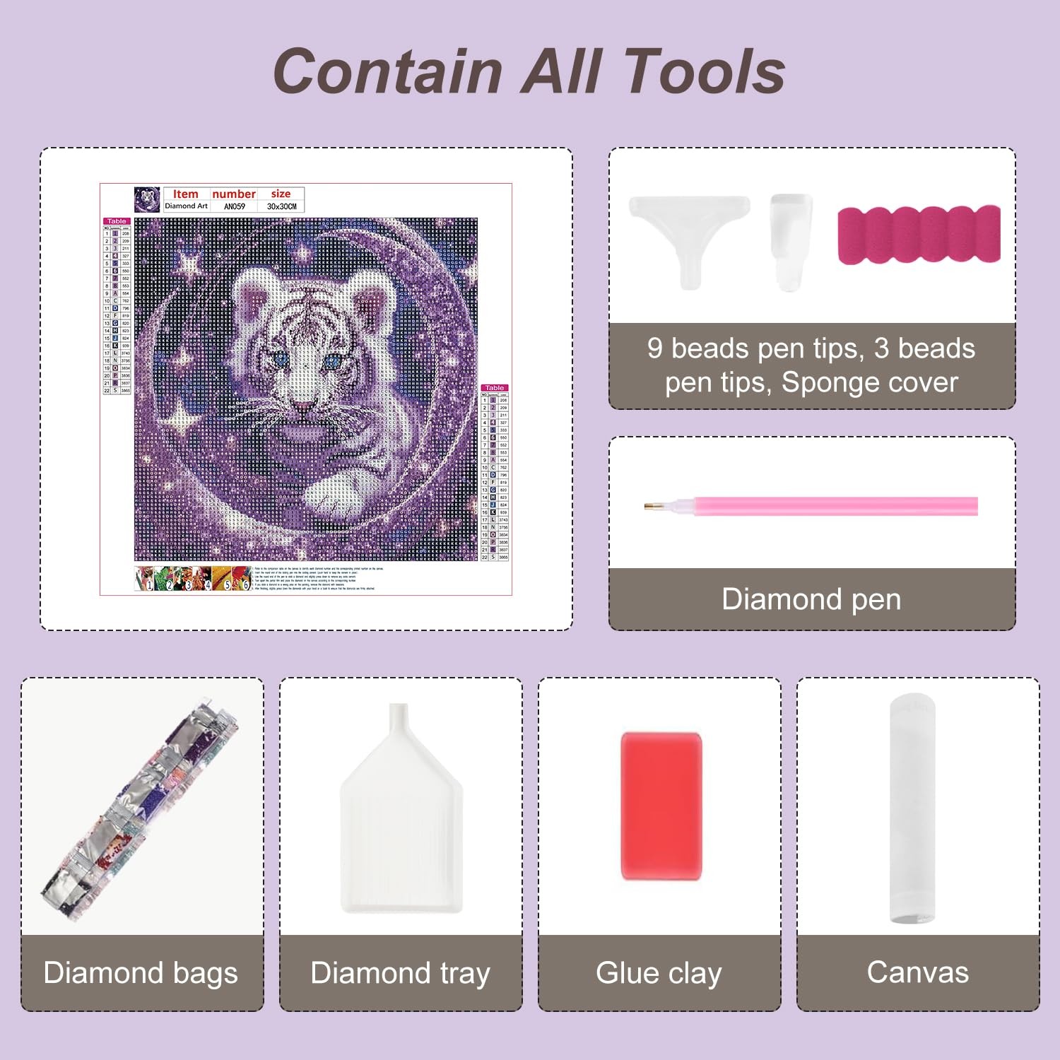 Anuver Tiger Diamond Painting Kits for Adults, 5D DIY Medium, Multicolor