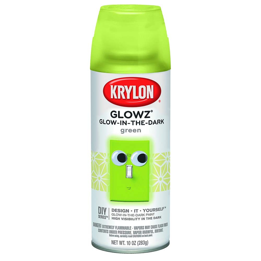 Krylon K03051000 Glowz® Glow-in-The-Dark Paint, Green Glowz – 10 Ounce